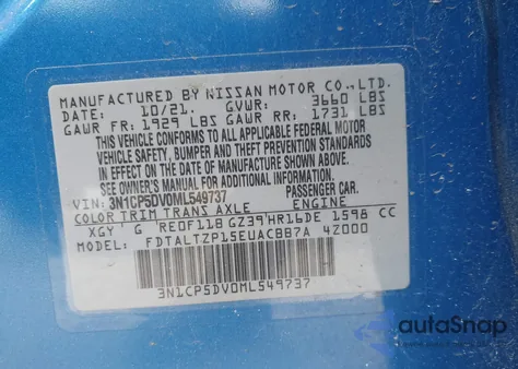 2021 Nissan Kicks Sr Xtronic Cvt from USA, damaged, VIN 3N1CP5DV0ML549737